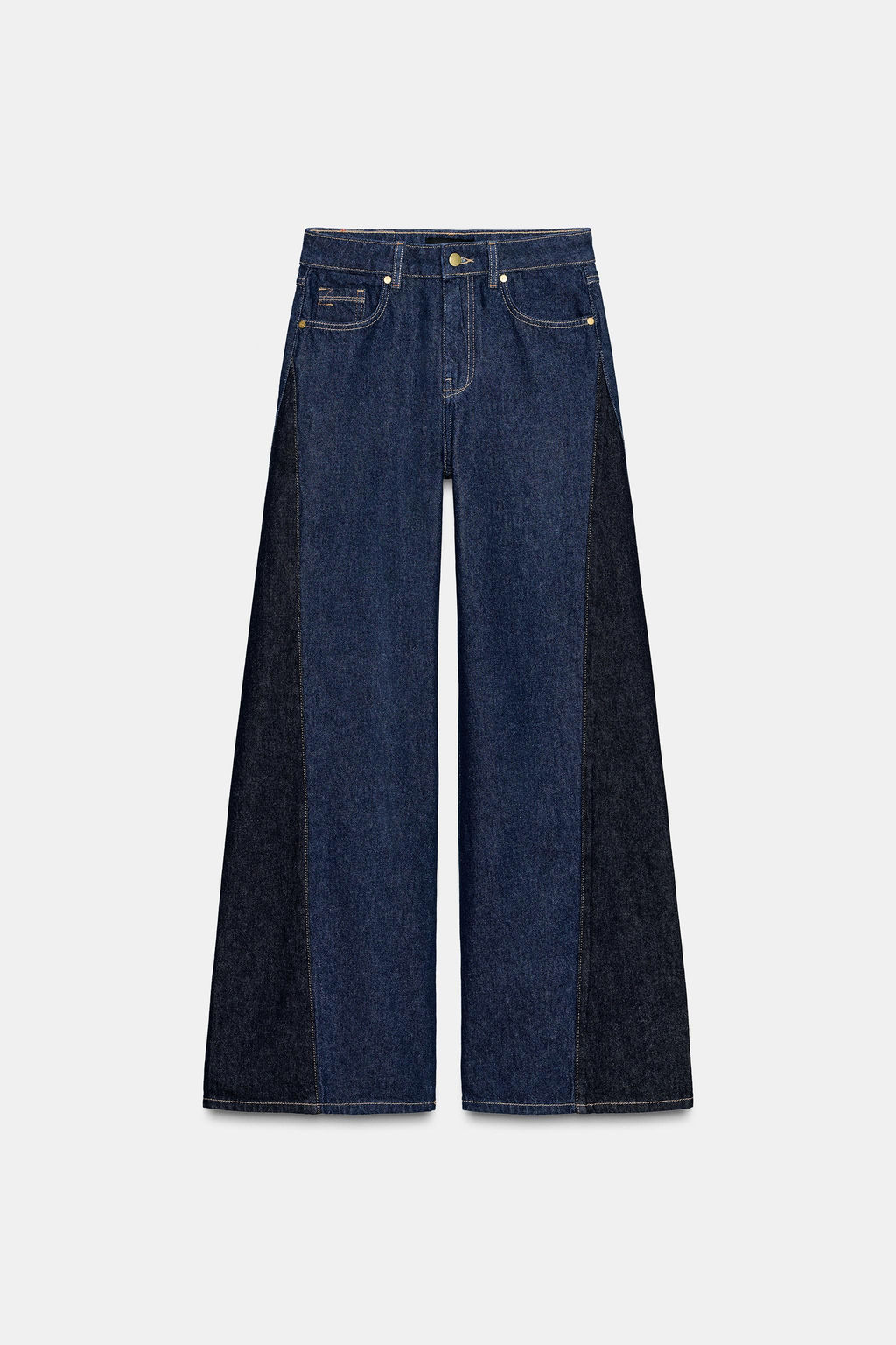 Z1975 WIDE-LEG HIGH-WAIST JEANS WITH COMBINED FABRIC - Zara фото 6