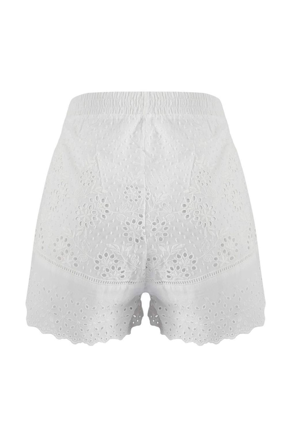 Beyaz Dokuma Brodeli Mini %100 Pamuk Plaj Sort TBESS26SR00008