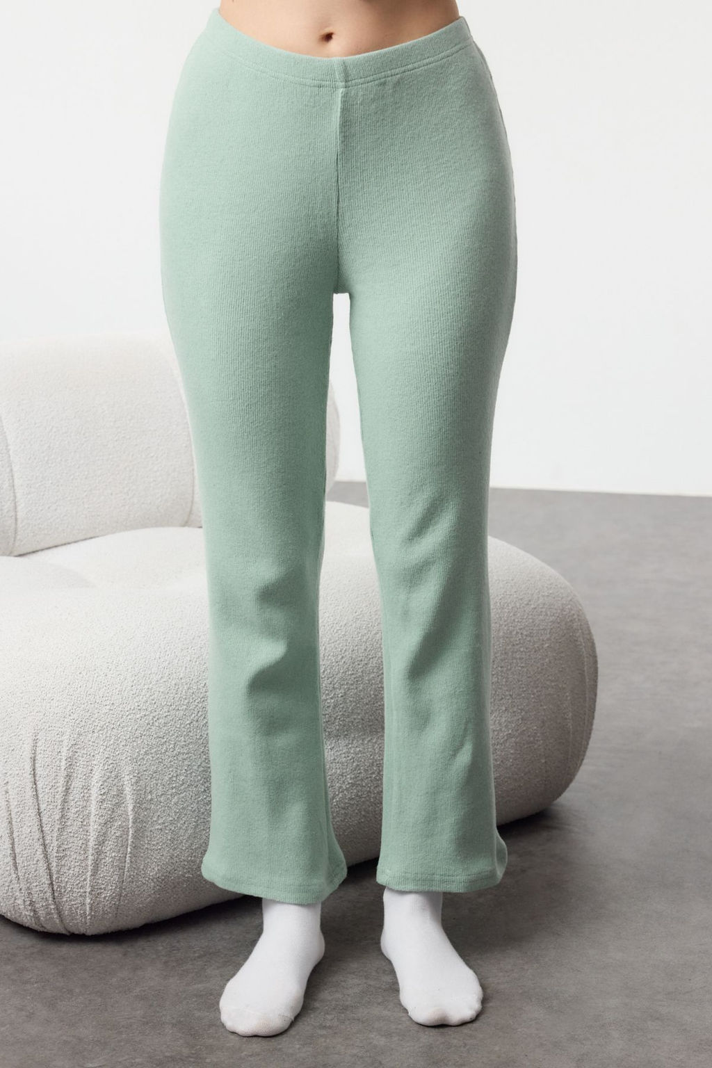 Mint Pamuklu F?rcal? Soft Fitilli H?rka Orme Pijama Tak?m? THMAW25PT00074