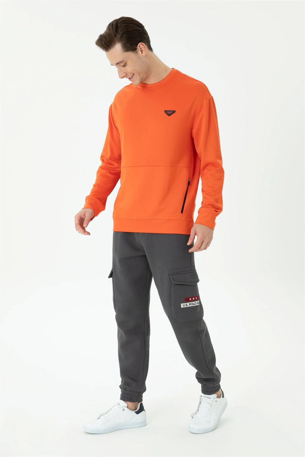 U. S. Polo Assn / Мужской оранжевый комфортный свитшот с круглым вырезом - U.s. polo assn фото 11