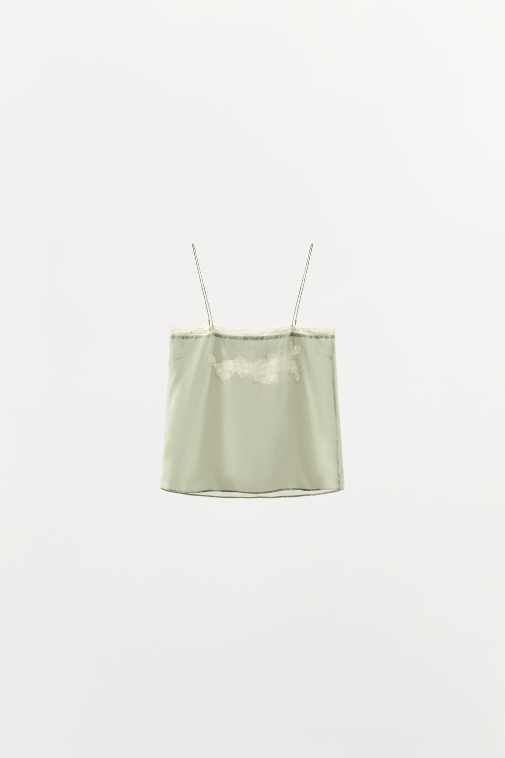 TOP SEDA 100% BORDADO FLORAL / Verde agua - Zara фото 5
