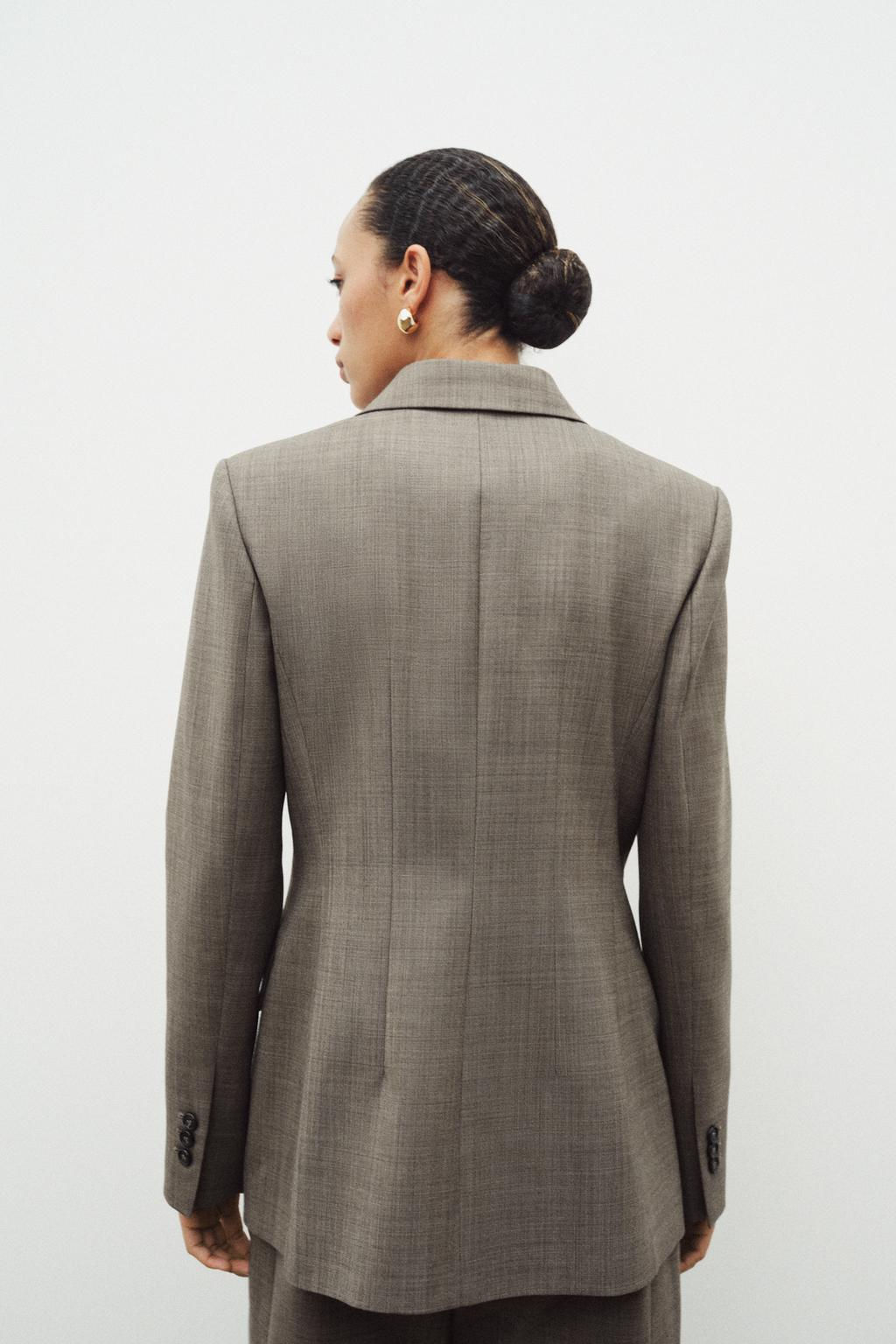 ZW COLLECTION WOOL BLEND FITTED BLAZER - Zara фото 3