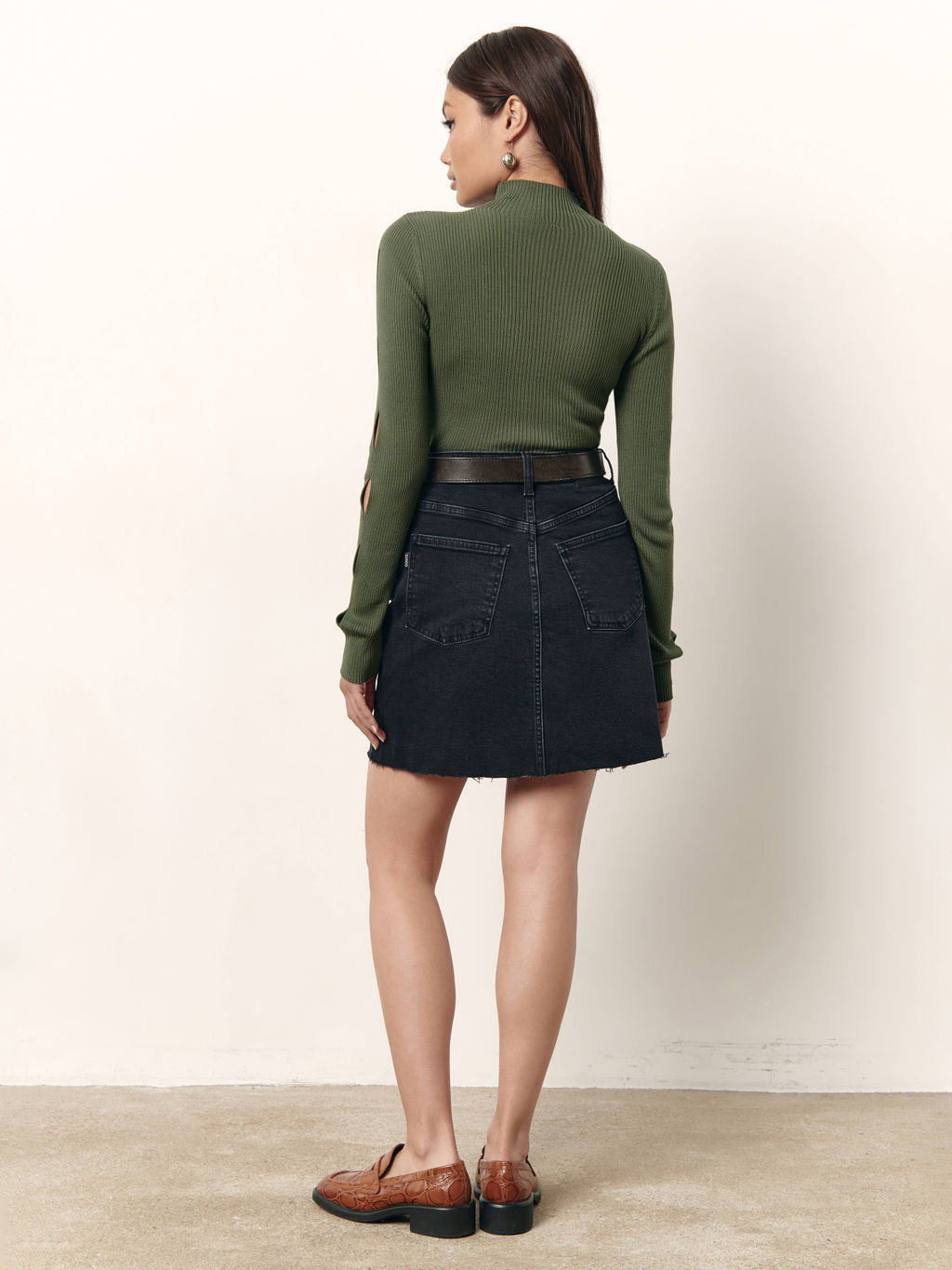 CONTE CON-610 Джинсовая юбка-mini с необработанным краем washed black