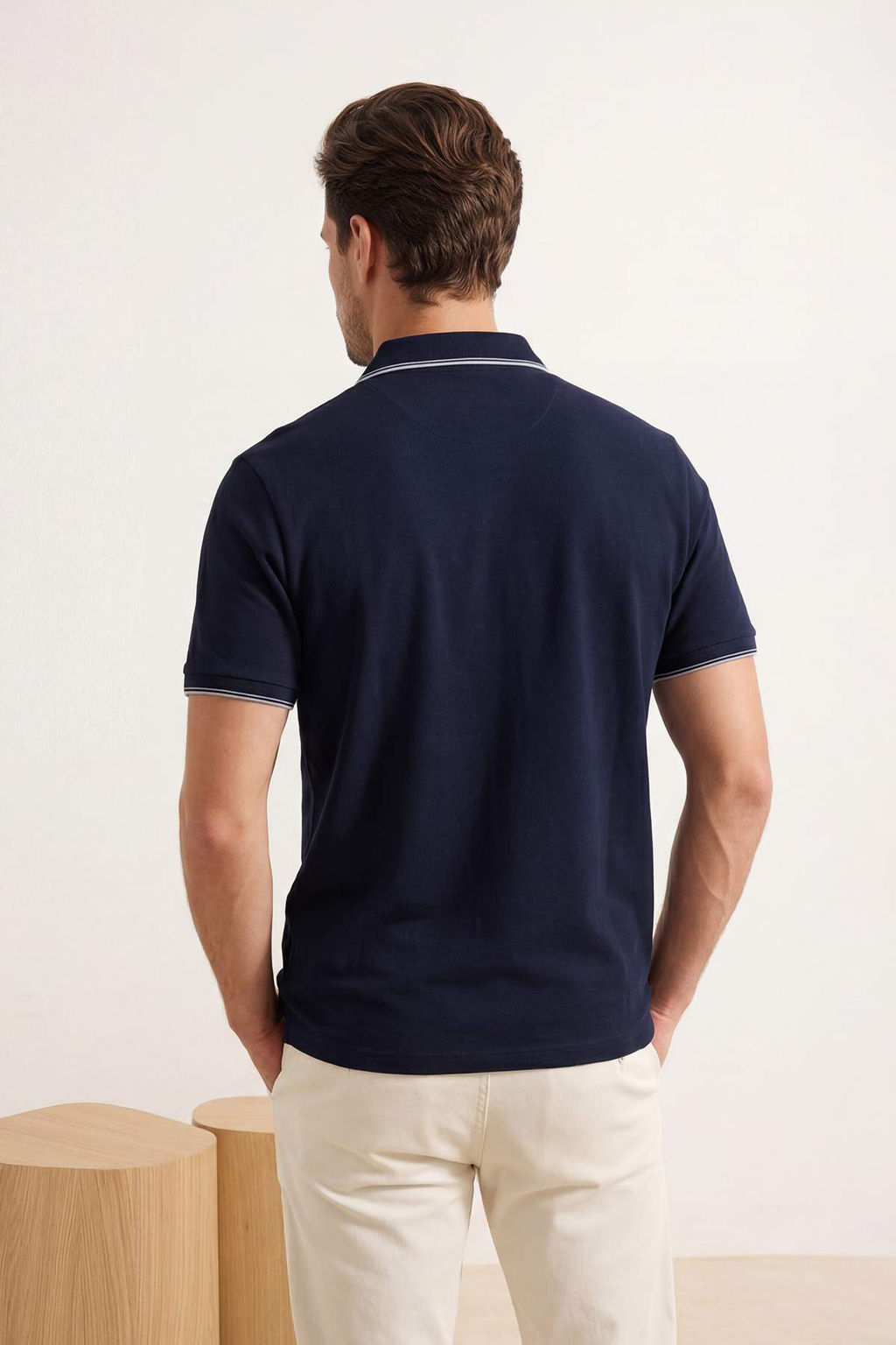 Lacivert Regular Polo Yaka Duz Polo Yaka T-shirt TMNSS26PO00021