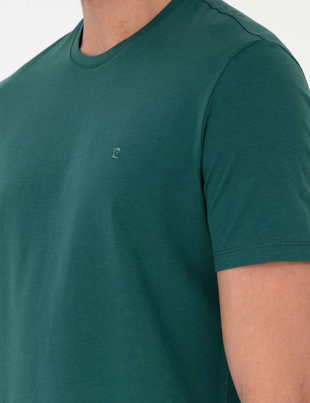 Koyu Ye_il %100 Pamuk Slim Fit Bisiklet Yaka Basic Ti__rt - Pierre cardin фото 7