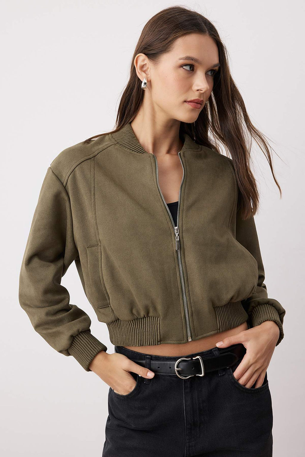 Haki Regular Kal?p Suet Bomber Ceket Mont TWOAW26CE00077