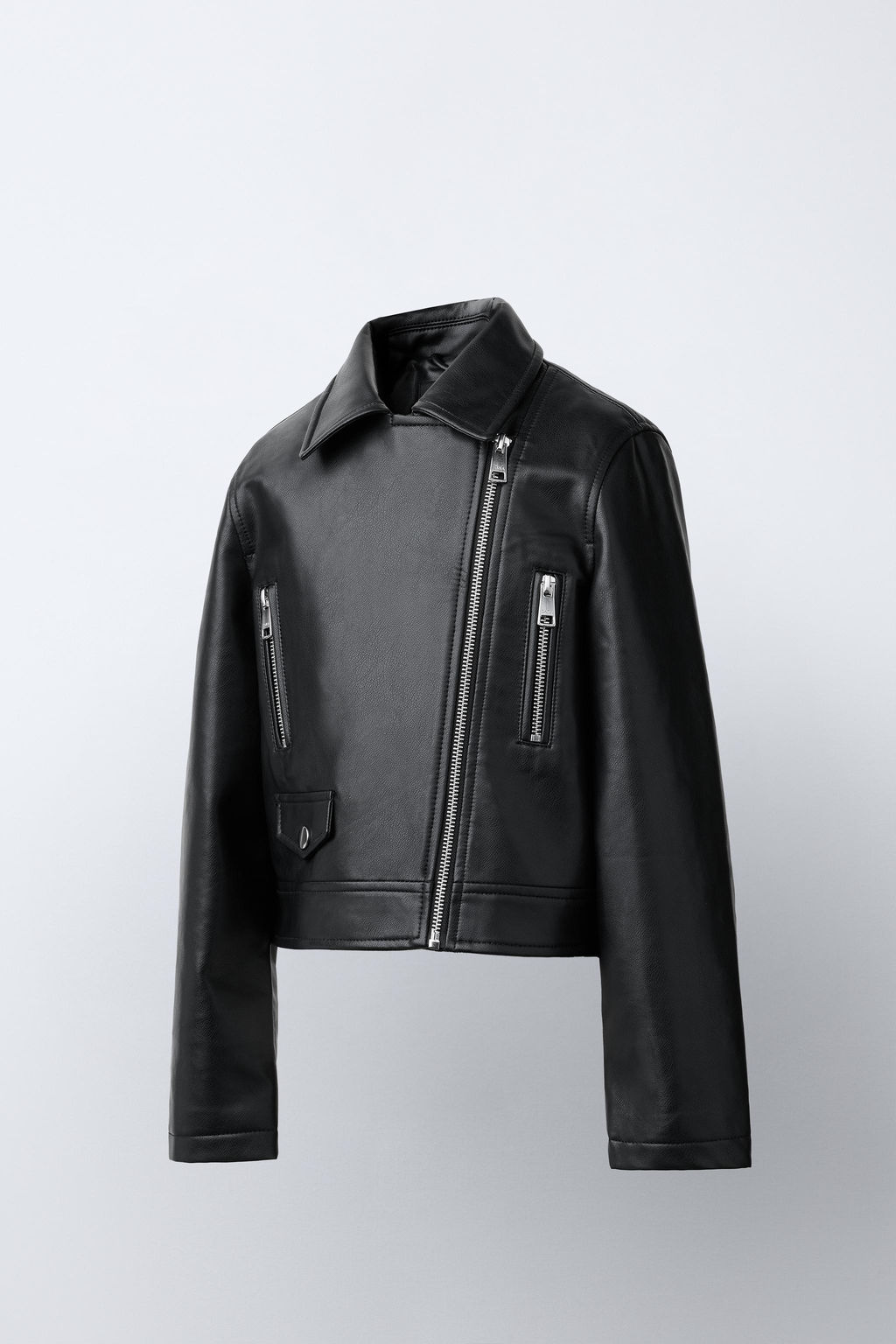 CAZADORA BIKER EFECTO PIEL / Negro