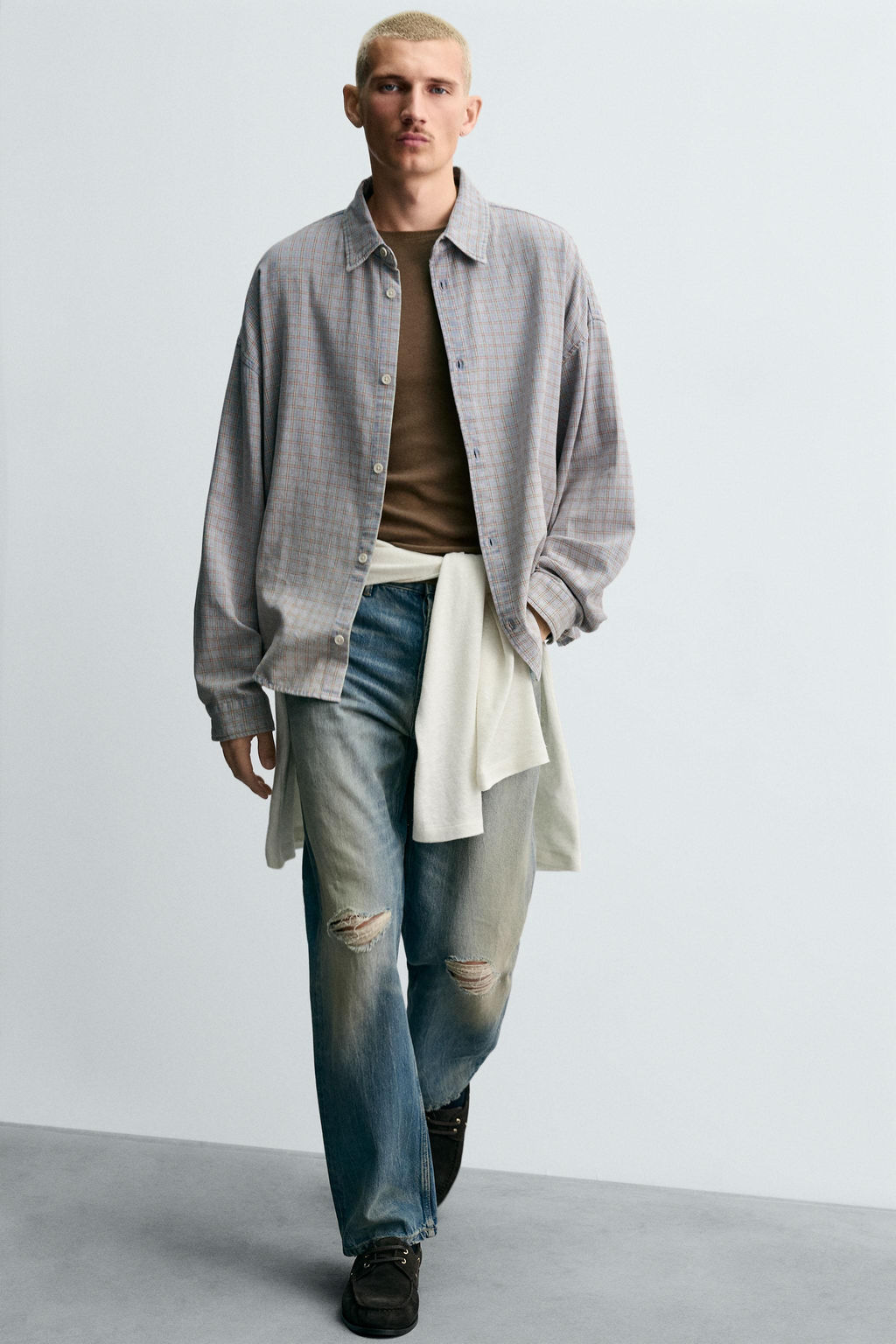 CHECK TEXTURED OVERSHIRT