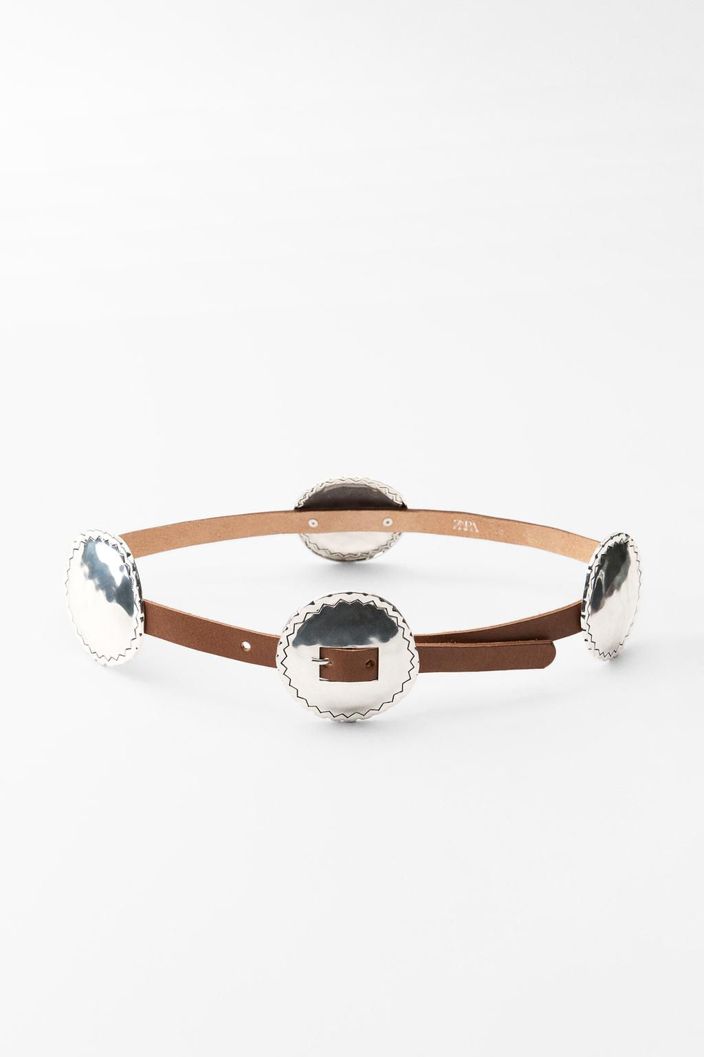 LEATHER BELT WITH EMBOSSED METAL BUCKLE - Zara фото 4