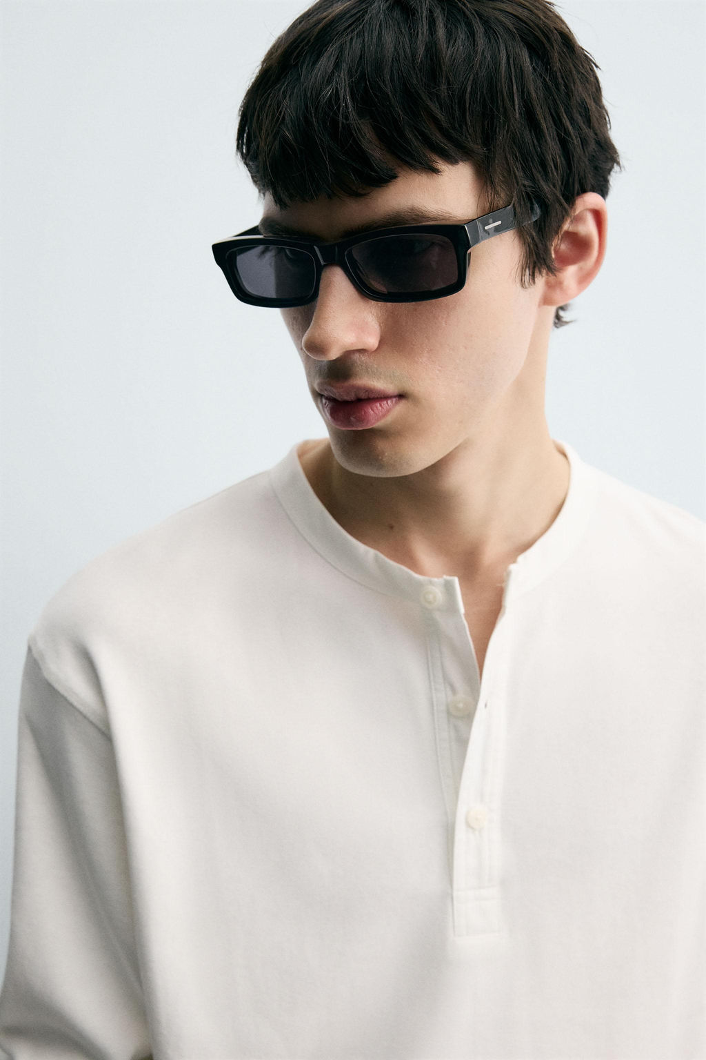 TEXTURED T-SHIRT WITH CONTRAST NECK - Zara фото 6