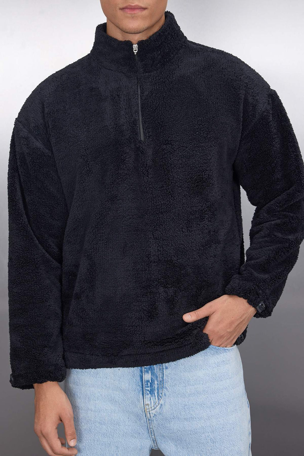 TRENDYOL MAN Bej Regular/Normal Kesim Stoperli Kal?n Polar/Pelus Sweatshirt TMNAW22SW0618 - Trendyolmilla фото 3