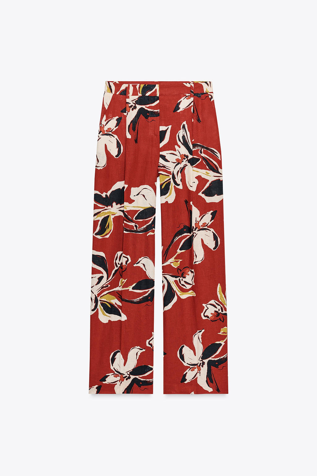 FLORAL PRINT LINEN BLEND TROUSERS - Zara фото 14