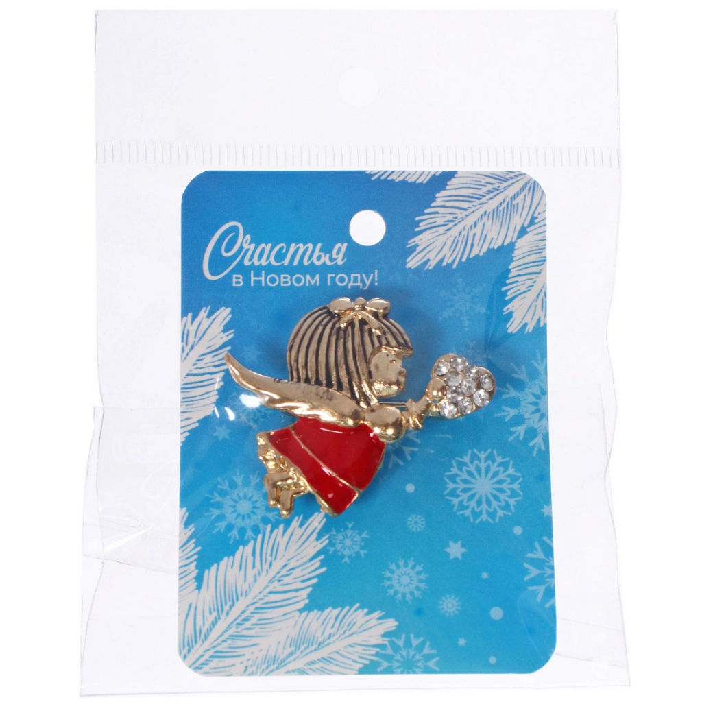 Цена за 3 шт. Брошь "Зимняя сказка - Ангелочек" 3,7*3см