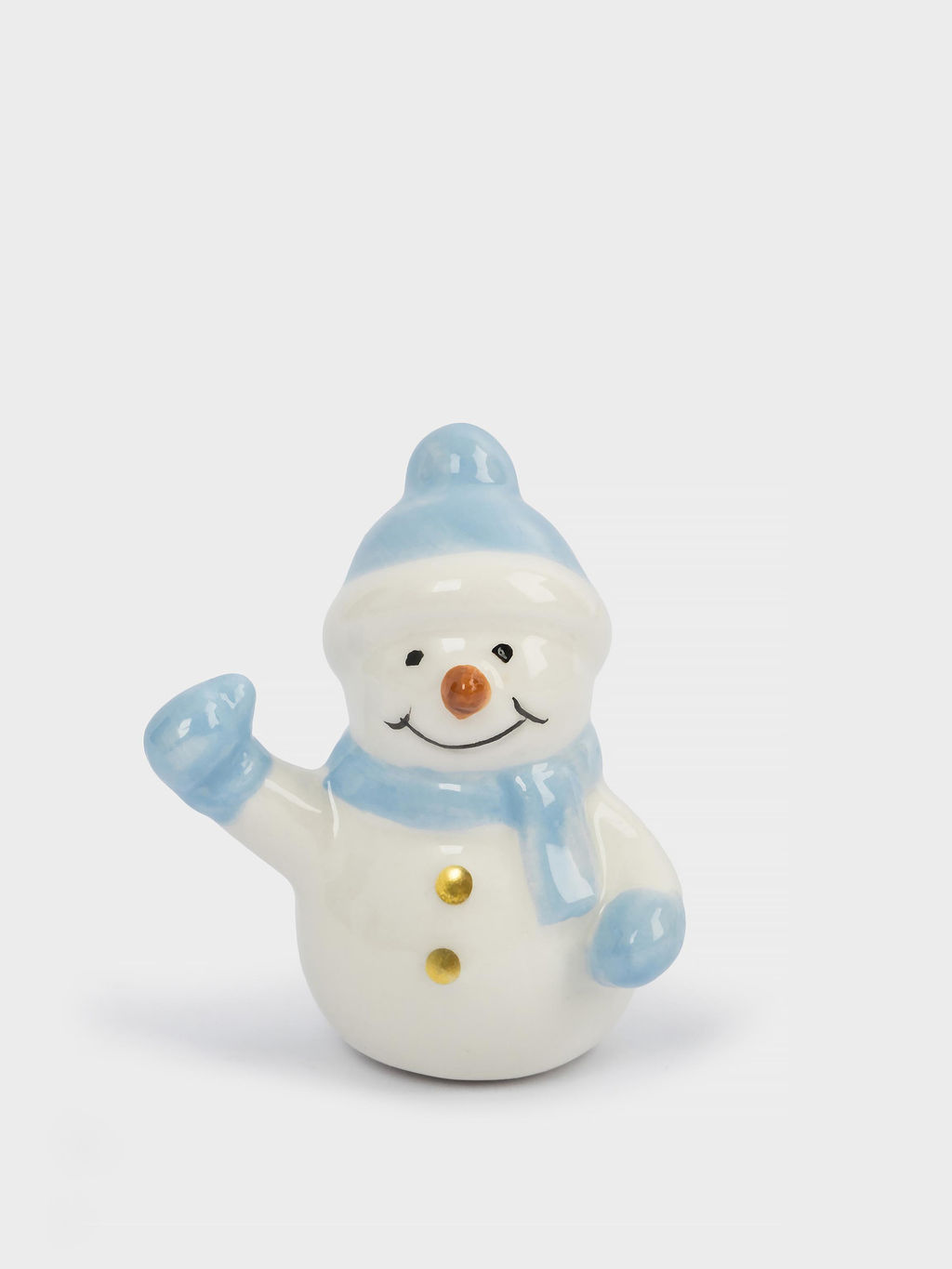 Статуэтка, 6 см, керамика, бело-голубая, Снеговик в шапке и шарфе, Snowman - Anna lafarg фото 2