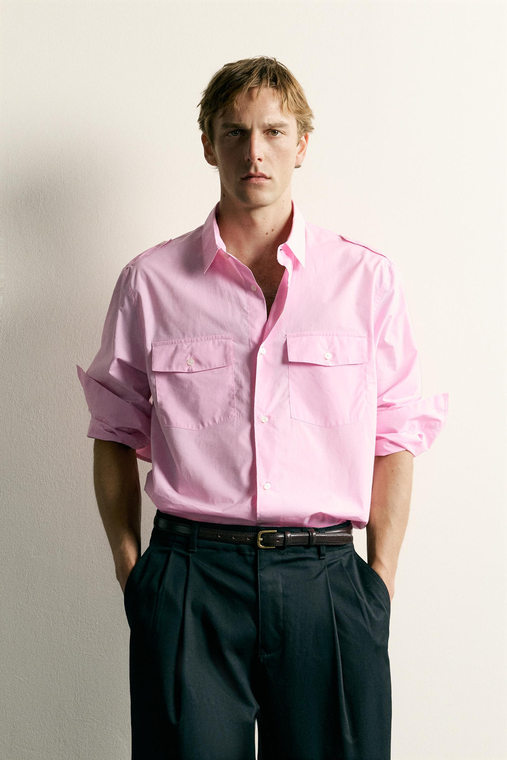 CAMISA RELAXED FIT TRABILLAS / Rosa - Zara фото 2