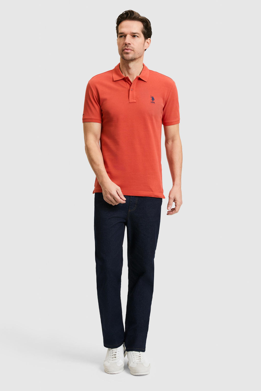 Erkek Slim Fit Polo Yaka Kiremit Basic Ti__rt