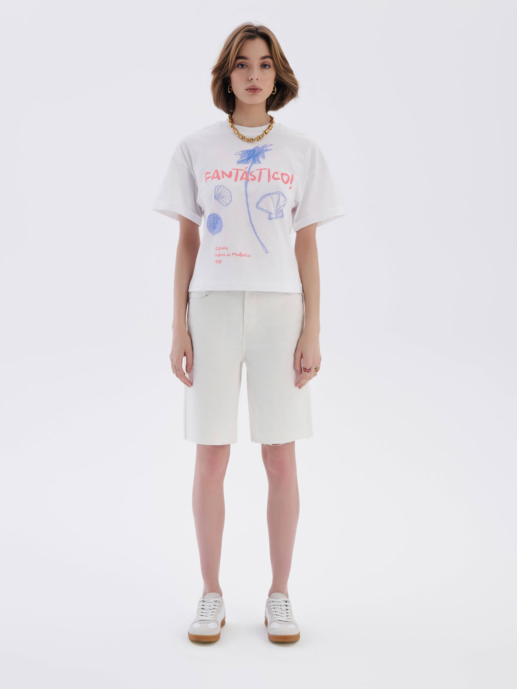 CONTE CON-641 Белые джинсовые шорты с необработанным краем white