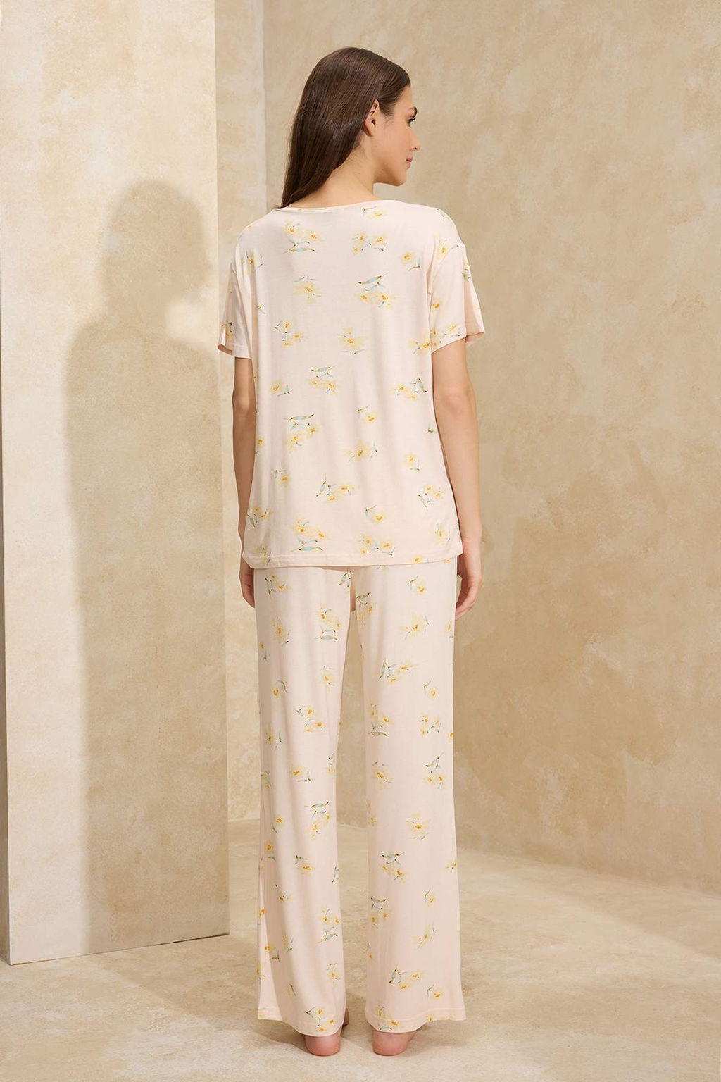 Somon Cicekli Viskon Suprem Orme Pijama Tak?m? THMSS26PT00023 - Trendyolmilla фото 4