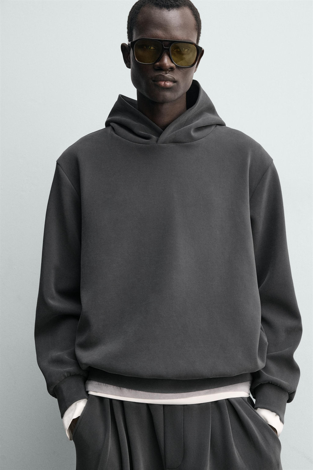 SUDADERA LAVADA SOFT CAPUCHA / Azul / Gris - Zara фото 5