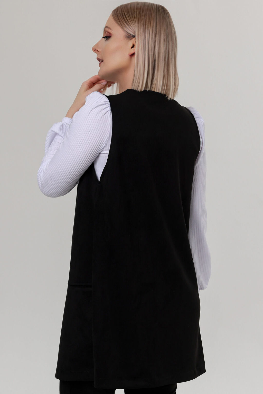 Жилет эко-замша 4241/02/Пыльно-голубой - Rise фото 7