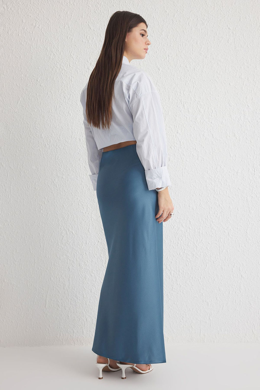 TRENDYOLMILLA Siyah Saten Bal?k Shape Maxi Boy Dokuma Etek TWOSS24ET00120  фото 12