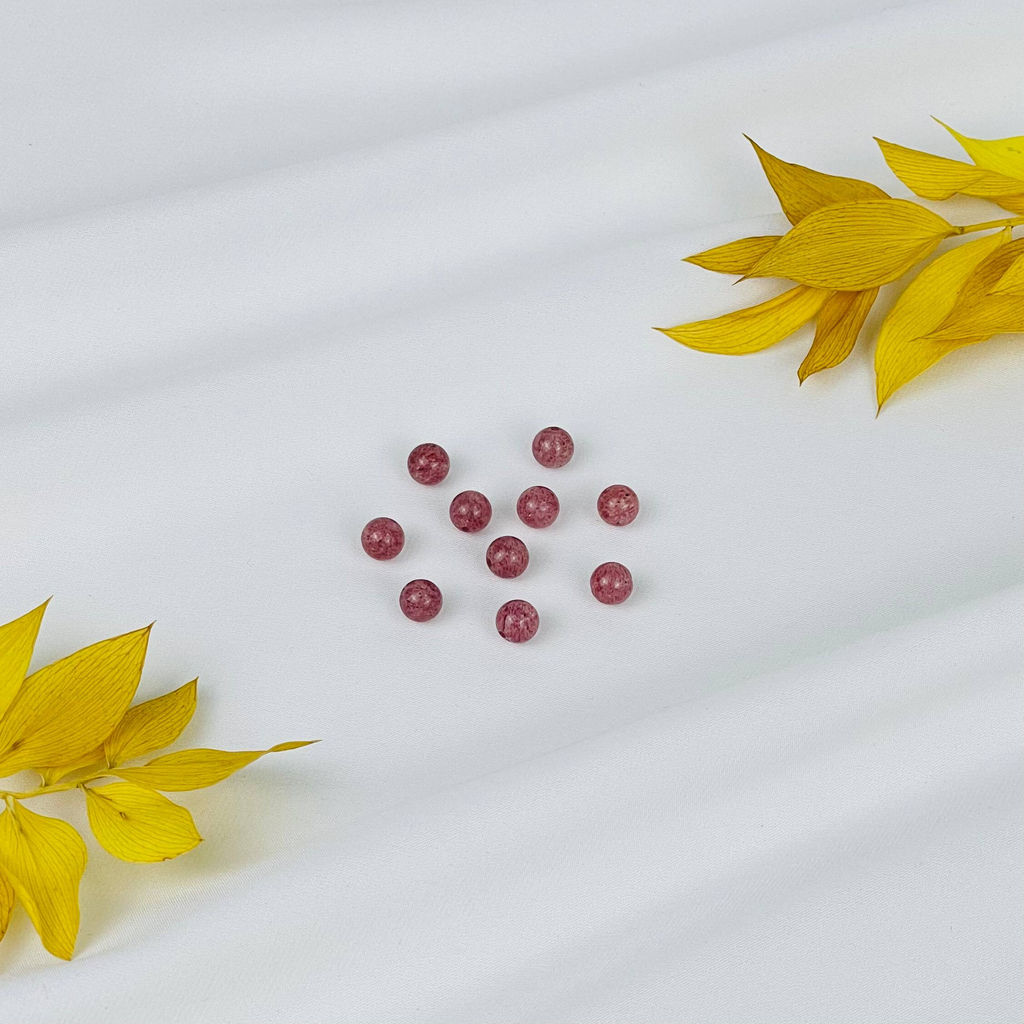 Бусины для украшений из Клубничного кварца (10 шт)