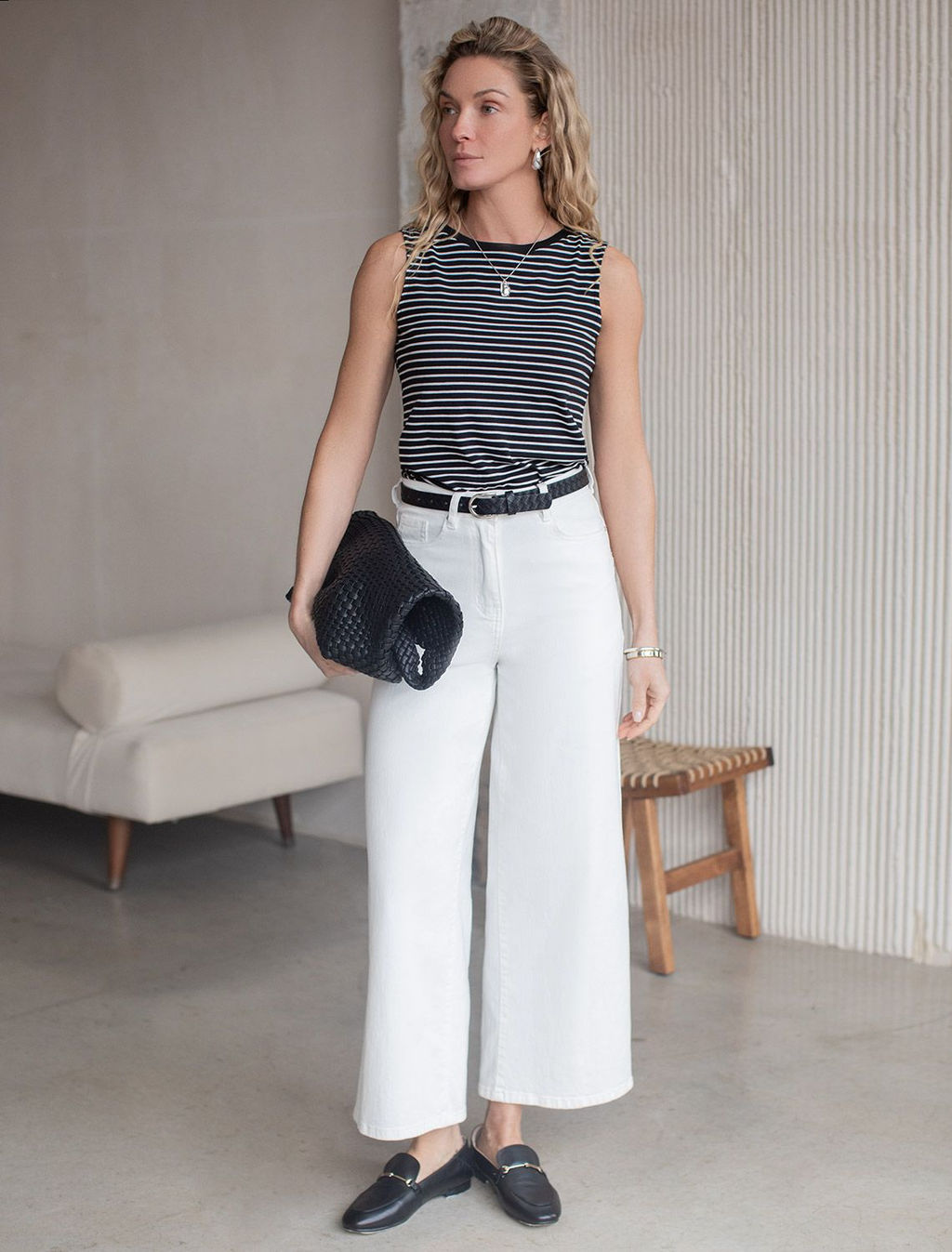 Топ в полоску из премиального хлопка с эластаном