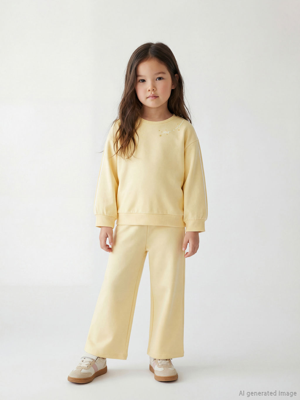 Bask?l? K?z ?ocuk Soft Touch Sweatshirt ve E?ofman Alt?