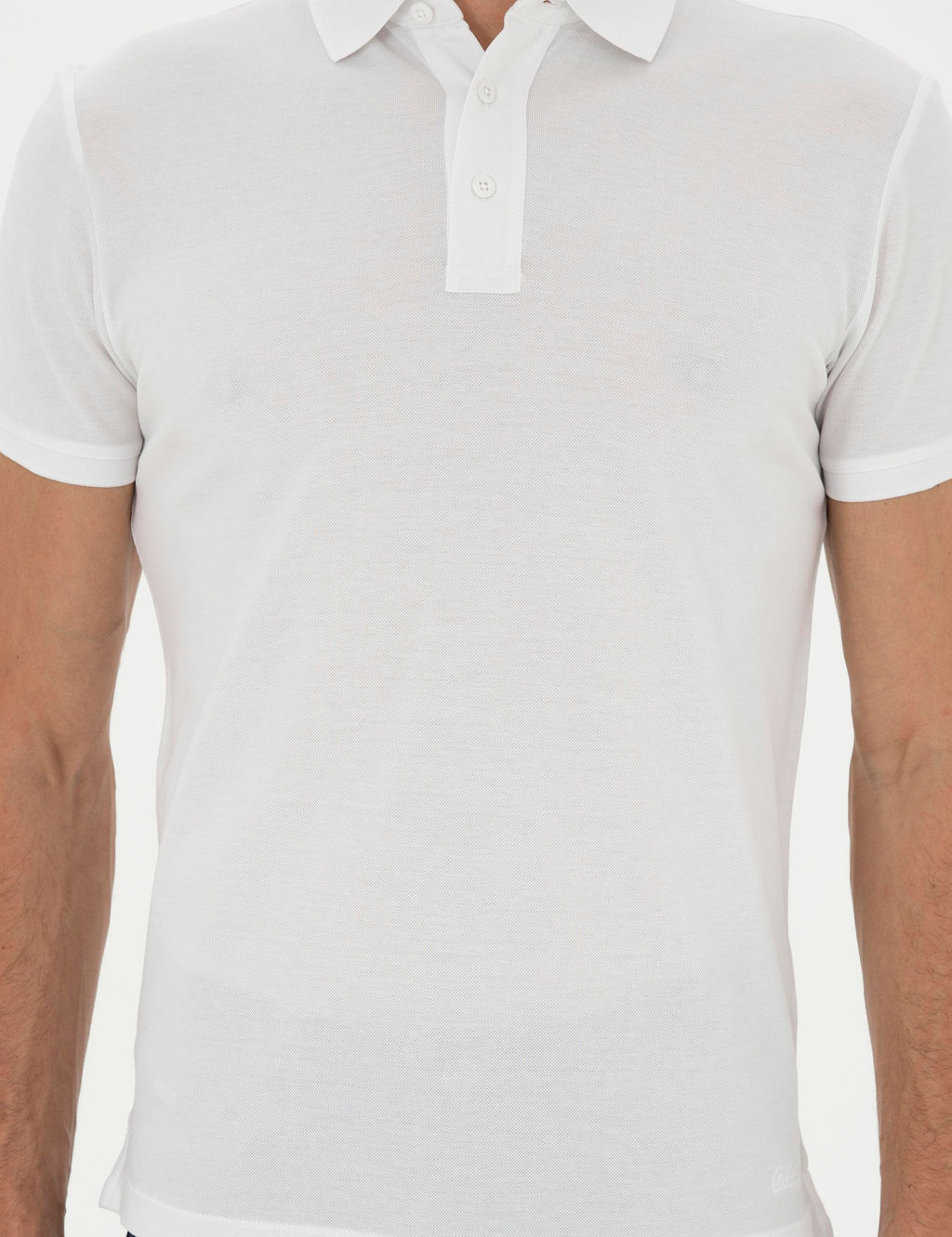 Beyaz Slim Fit Polo Yaka Merserize T-shirt