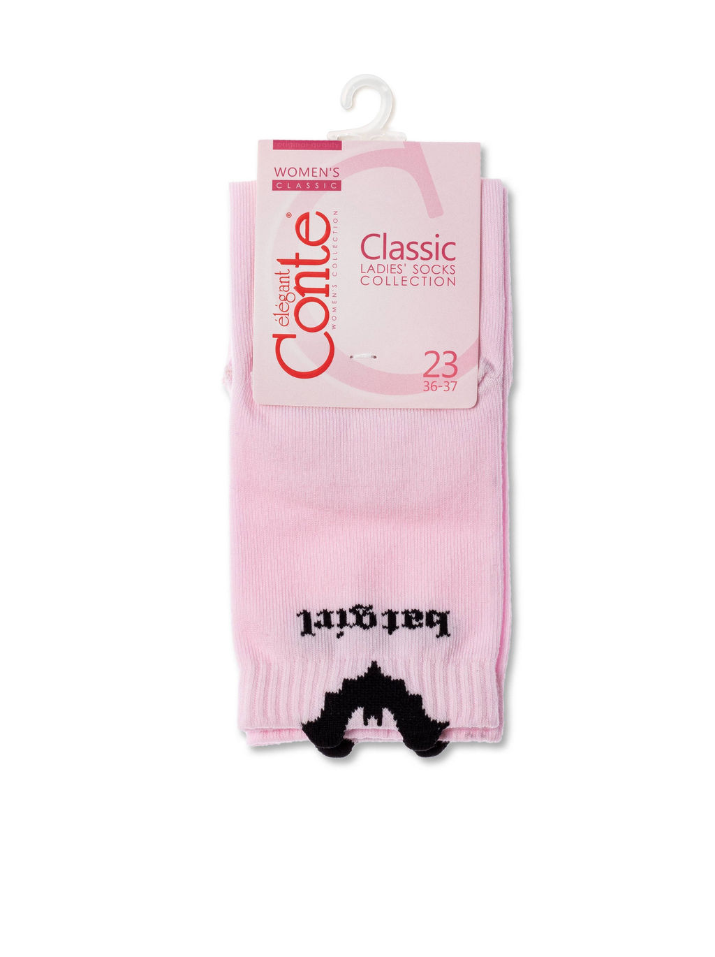 Цена за 2 пары. Носки Короткие CONTE Хлопковые носки CLASSIC с пикотом Batgirl св.розовый - Conte elegant фото 4