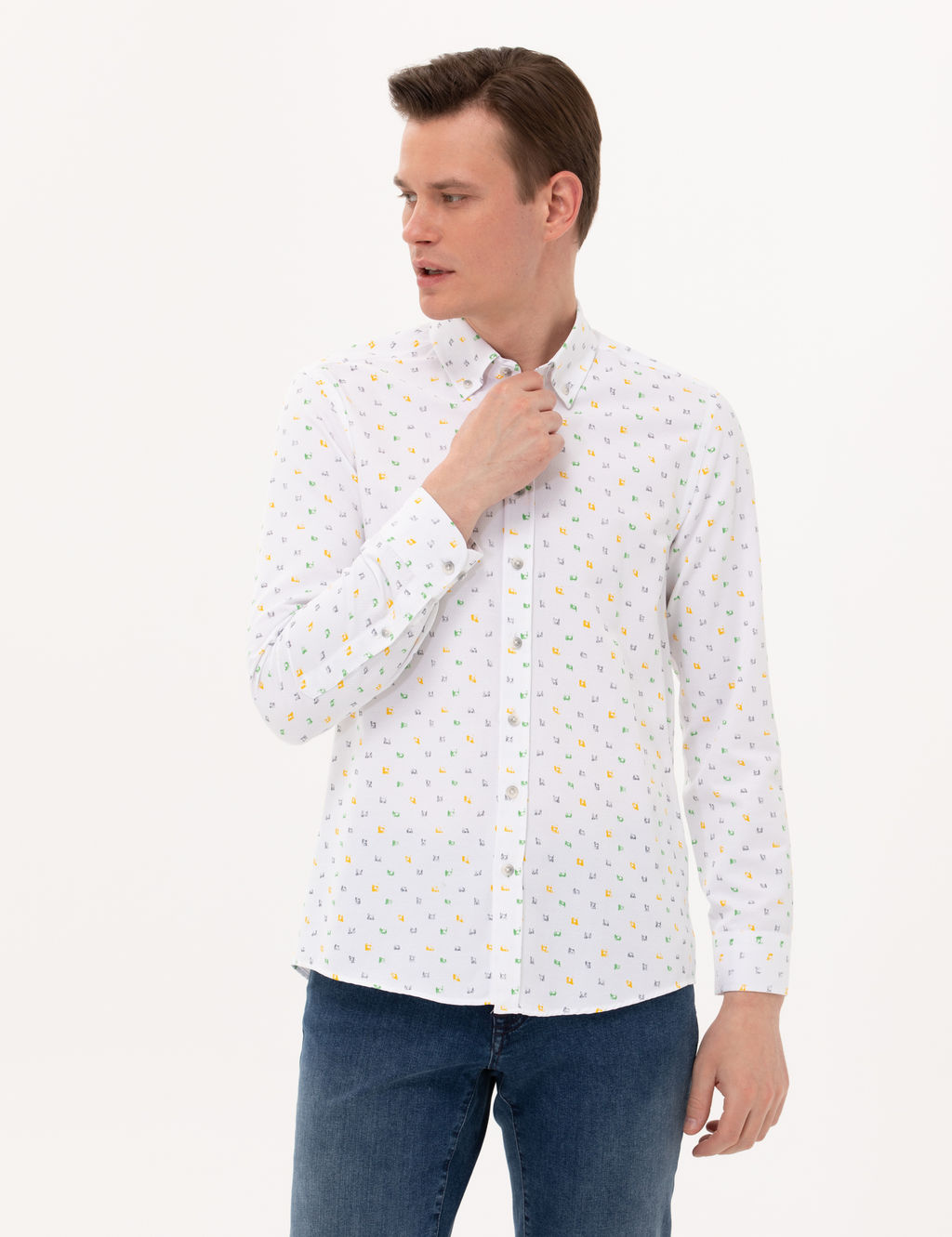 A__k Ye_il Slim Fit Uzun Kollu G_mlek