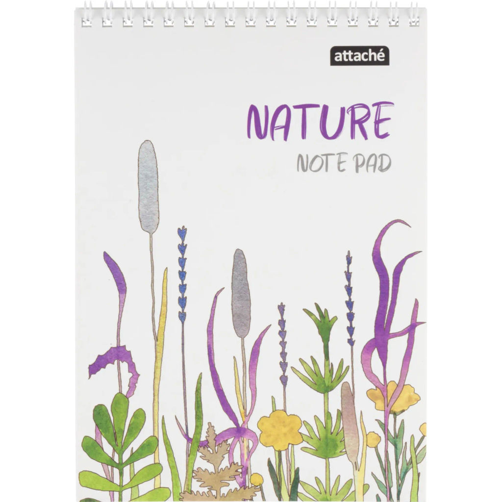 Блокнот А5 60л Attache Nature White flowers клет,65г,100%,греб,карт,ВД-лак  фото 2
