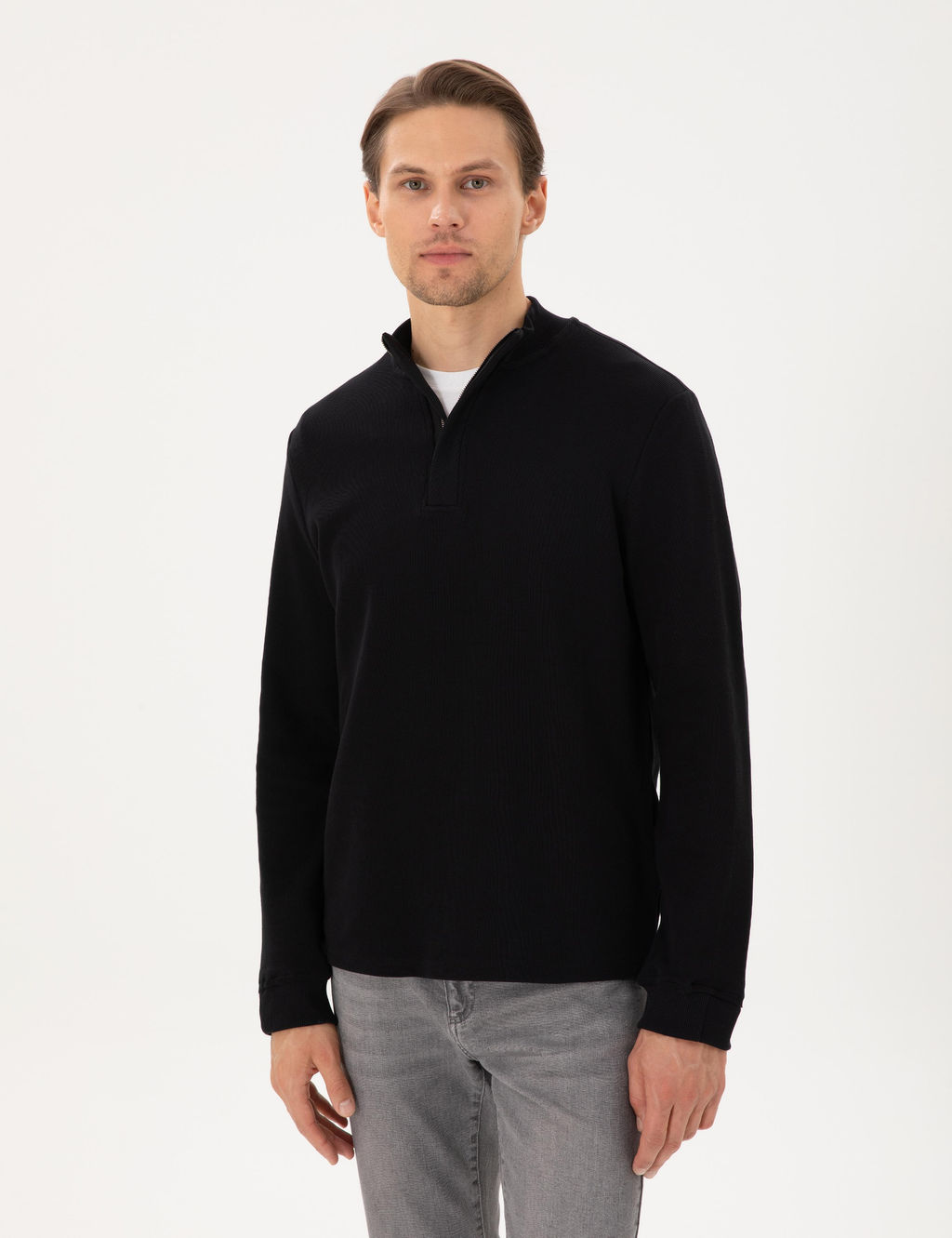 Siyah Regular Fit Sweatshirt - Pierre cardin фото 3