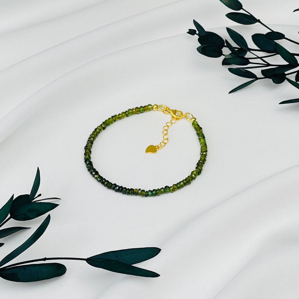 Браслет из зеленого Турмалина (градиент) 17,5 см +