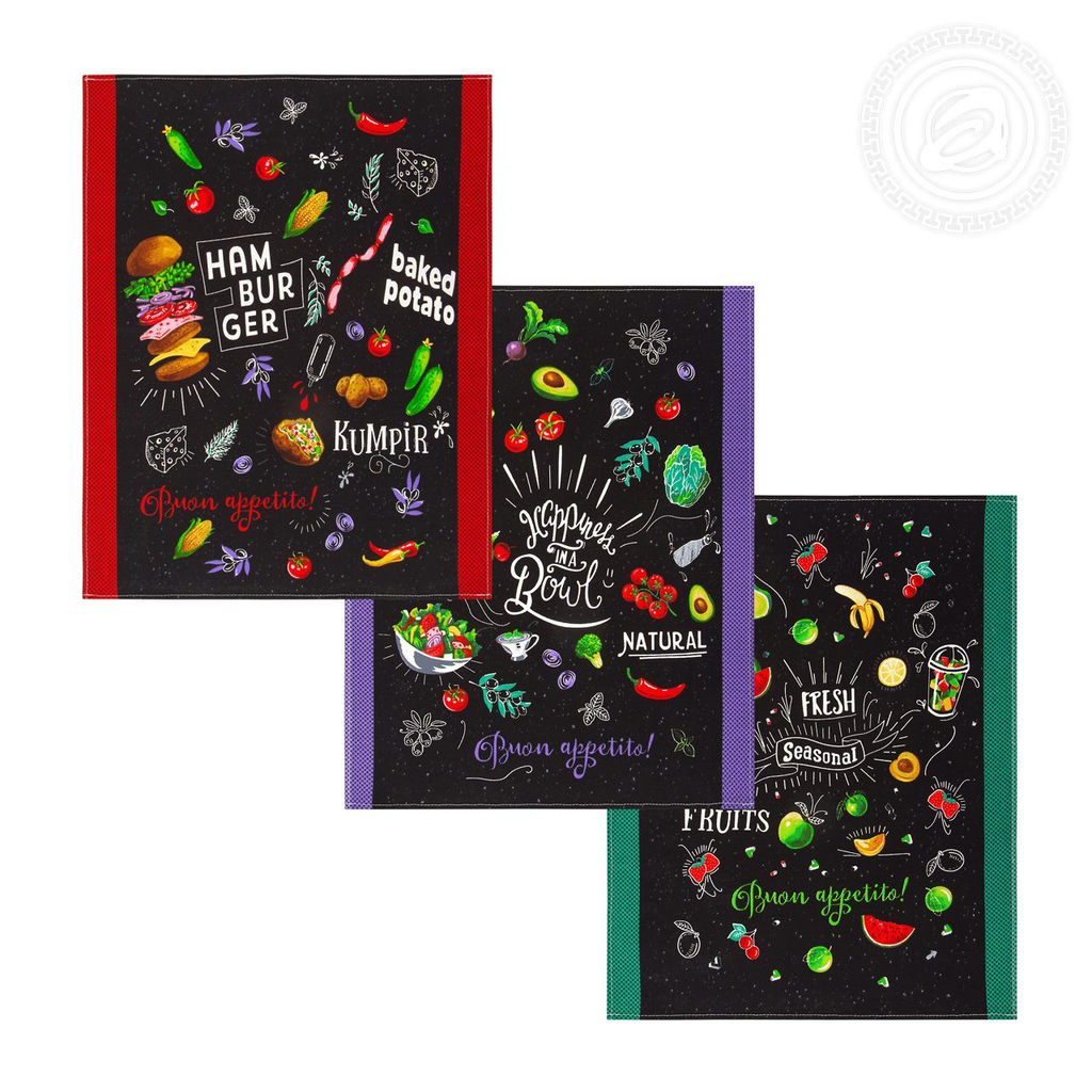 Набор полотенец из рогожки "Кулинарное шоу" 45*60/3 шт. - 45*60 Полотенца из рогожки