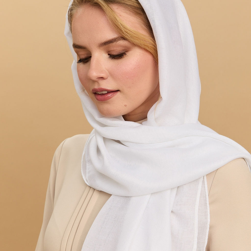 Палантин 180 х 85 см, цвет белый - Мастерская ПОКРОВ фото 3