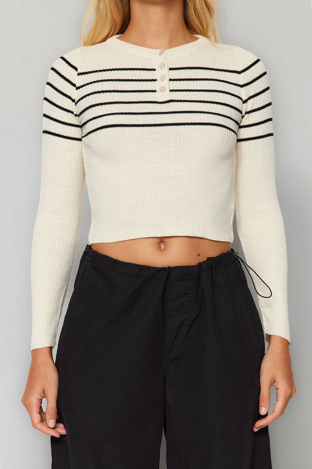 Tas Crop Cizgili Triko Kazak TWOAW24KZ01201 - Trendyolmilla фото 4