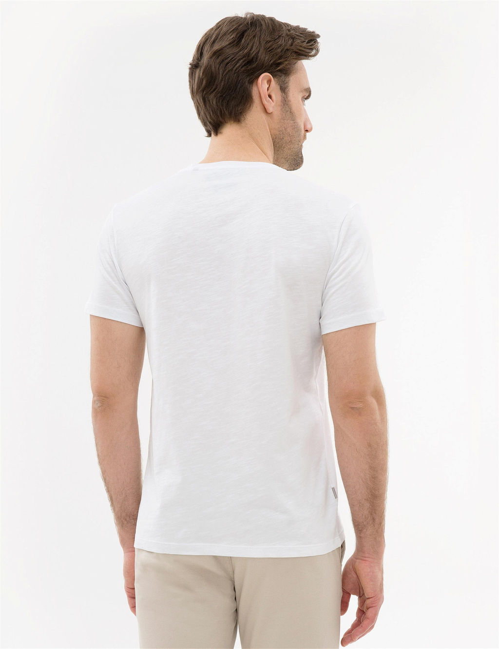 Beyaz Slim Fit Bask_l_ Bisiklet Yaka Ti__rt - Pierre cardin фото 3