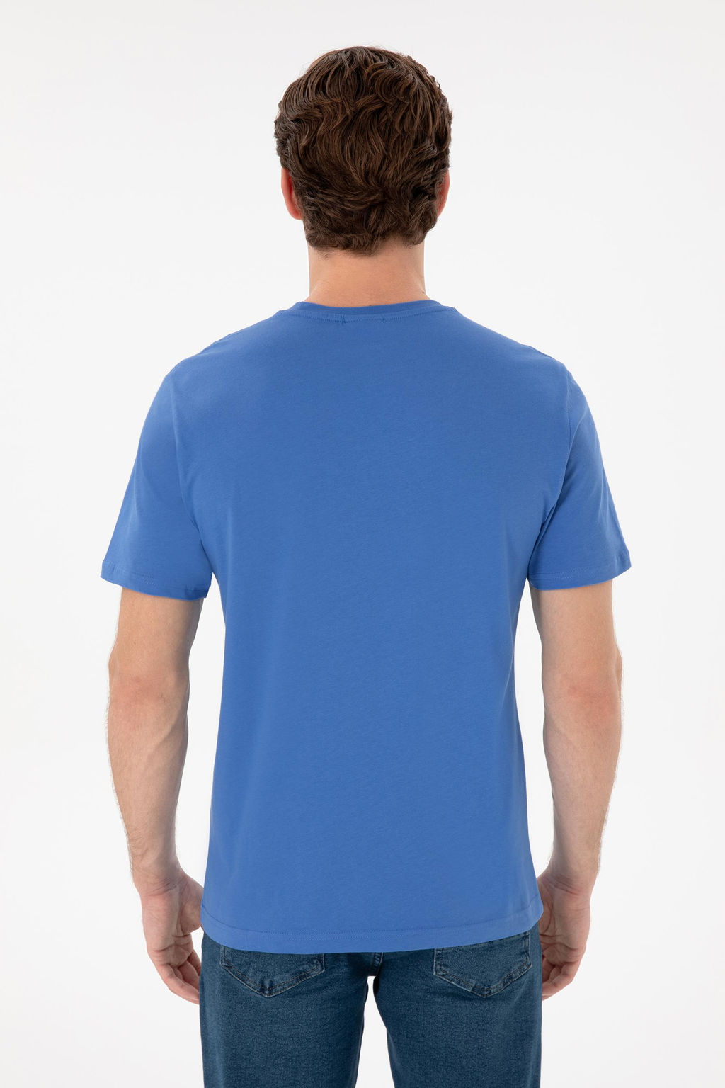 Erkek Regular Fit Bisiklet Yaka Bask_l_ _ndigo Ti__rt Sepette S_rpriz _ndirim - U.s. polo assn фото 12