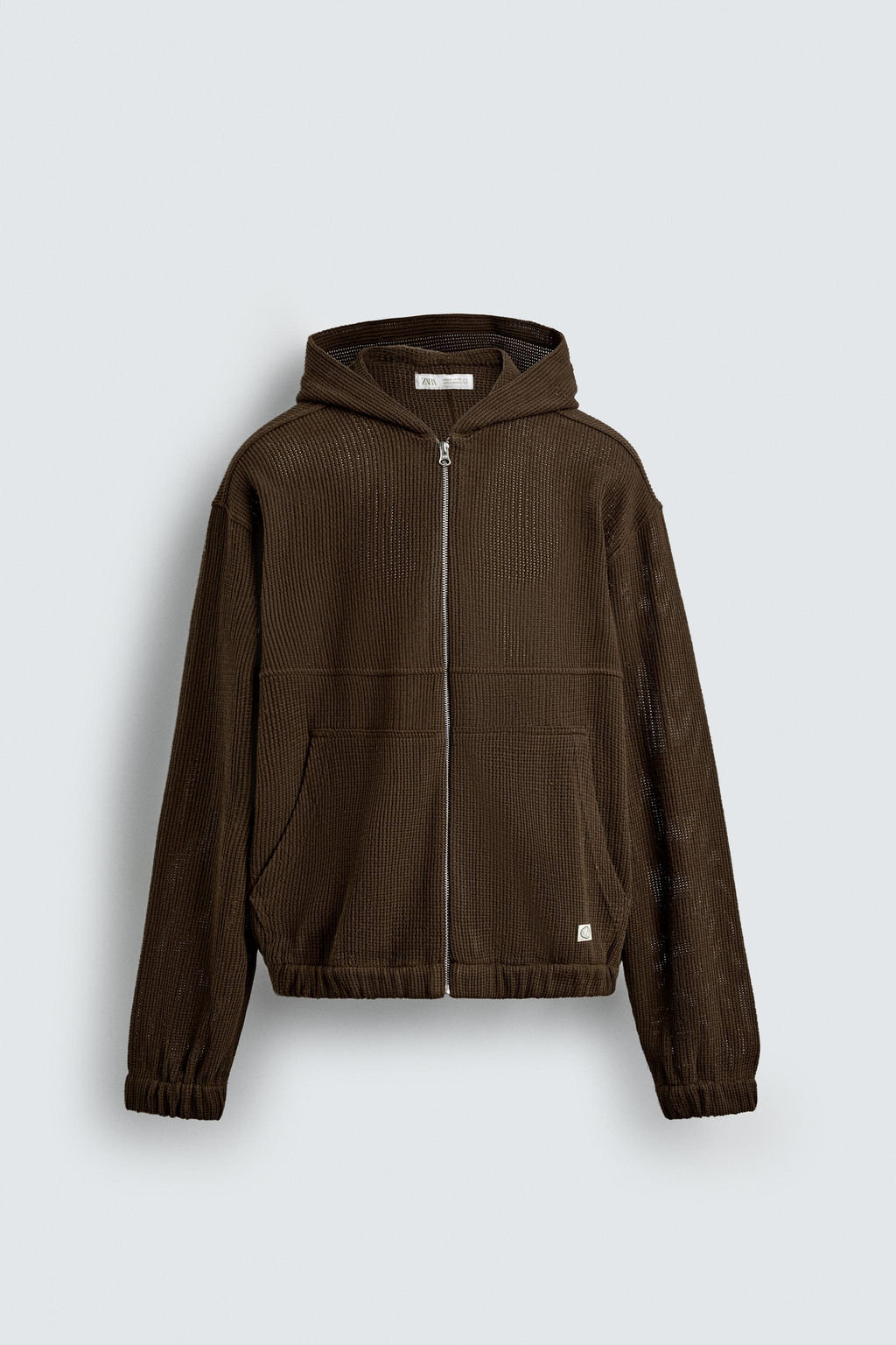 HOODED KNIT TEXTURED OVERSHIRT