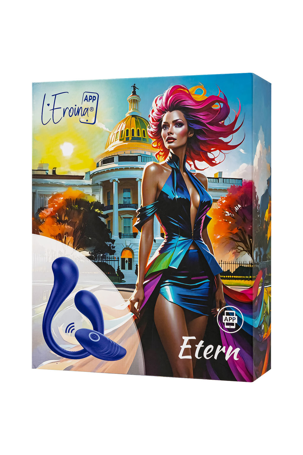 Многофункциональный вибратор LEroina APP ETERN с пультом и APP, силикон, синий, 23 см