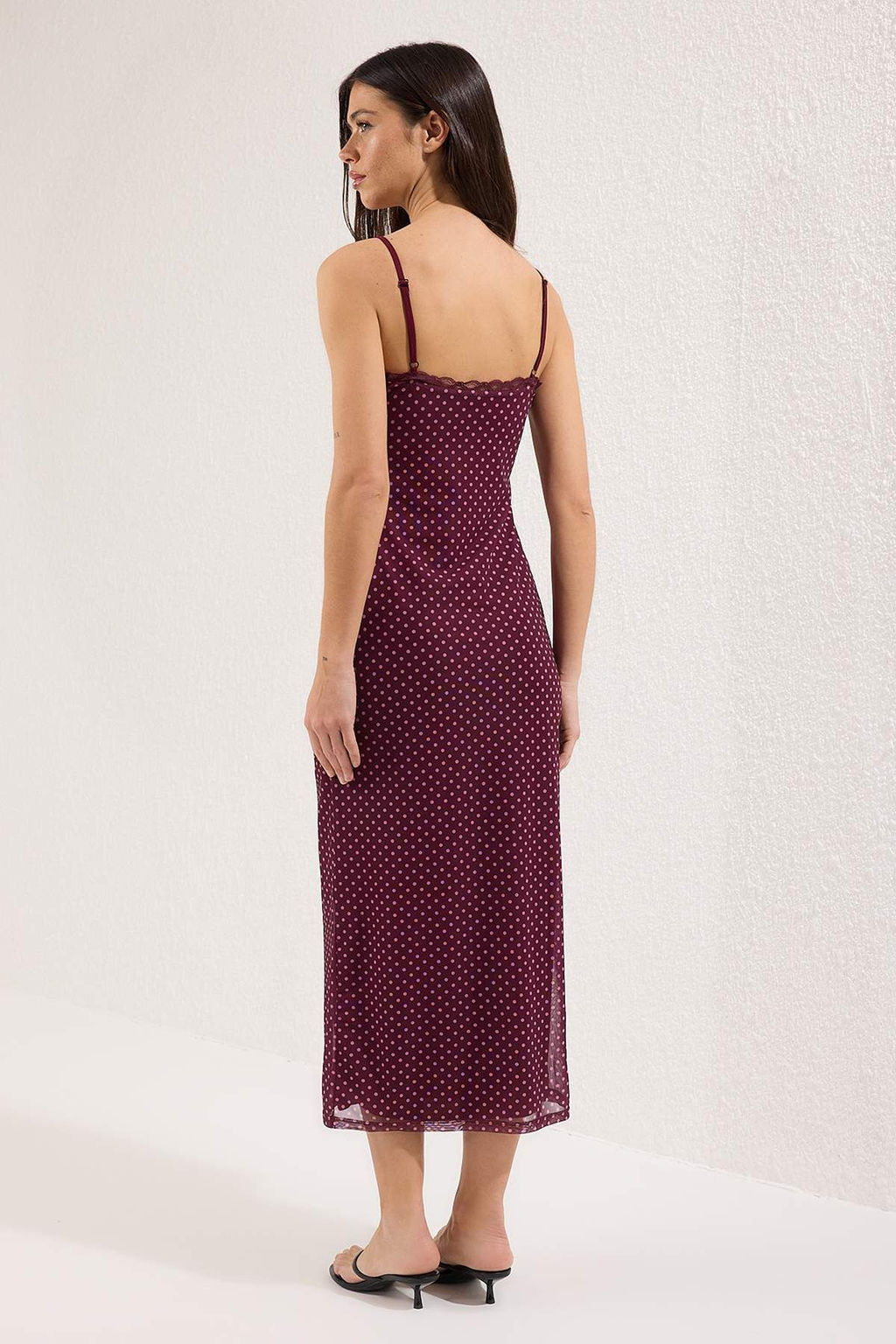 TRENDYOLMILLA Cok Renkli Cicekli Tul Dantel Detayl? Maxi Fitted/Vucuda Oturan Tul Orme Elbise TWOSS25EL00108  фото 9