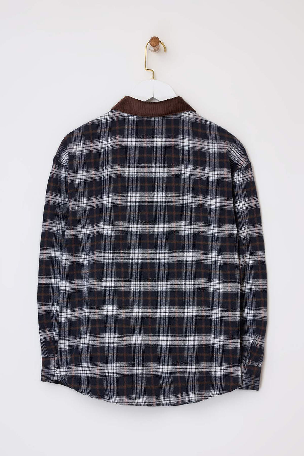 Kahverengi Ekoseli Yakas? Fitilli Oversize Kal?p Flanel Gomlek TWOSS26GO00038 - Trendyolmilla фото 2