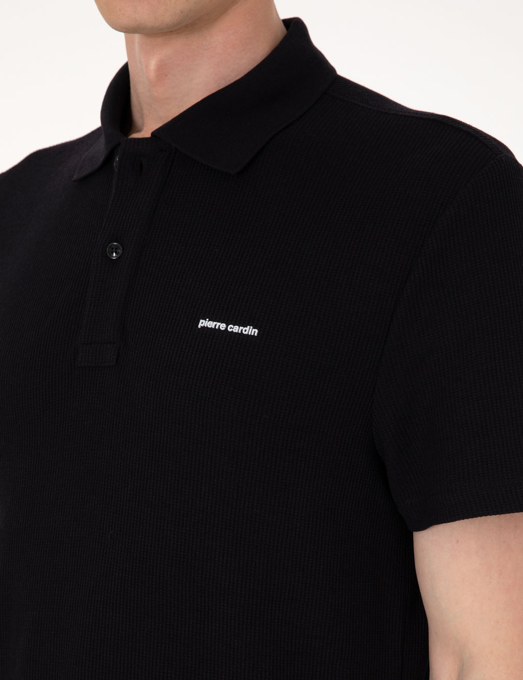 Siyah Slim Fit _rme Dokulu Polo Yaka Ti__rt