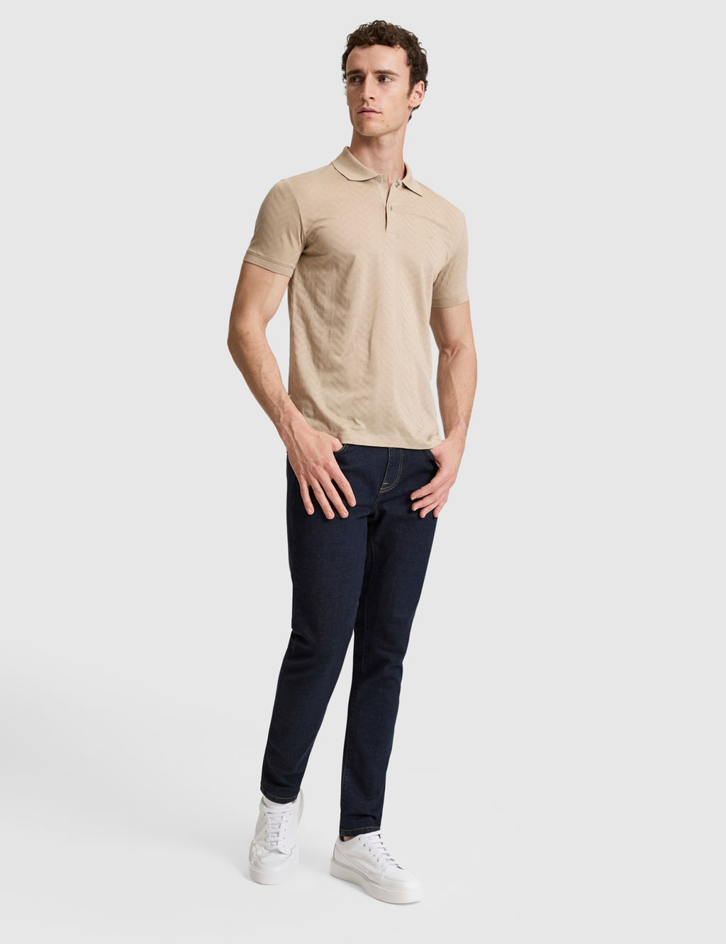 Koyu Bej Slim Fit %100 Pamuk D__meli Polo Yaka Ti__rt