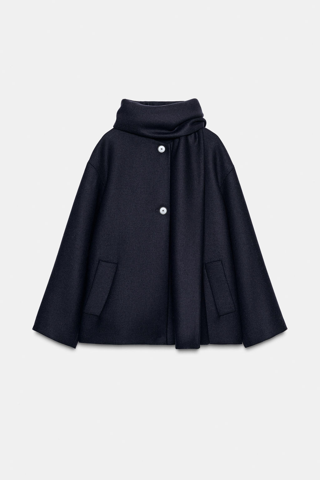 SHORT WOOL COAT WITH SCARF - Zara фото 6