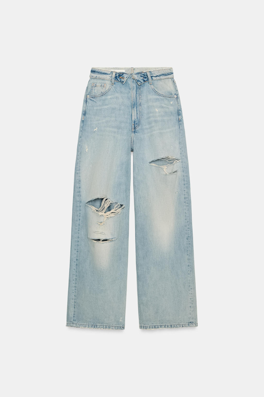 TRF FOLDED WAIST MID-WAIST JEANS - Zara фото 22