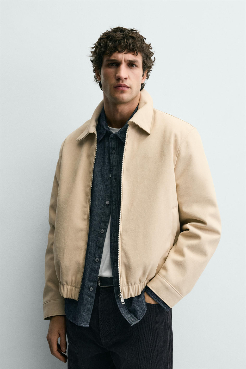 FAUX SUEDE QUILTED JACKET