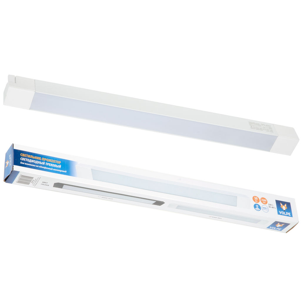 ULB-Q281 30W/4000K WHITE Светильник-прожектор светодиодный трековый. Линейный. 2500 Лм. Белый свет (4000К). Корпус белый. ТМ Volpe