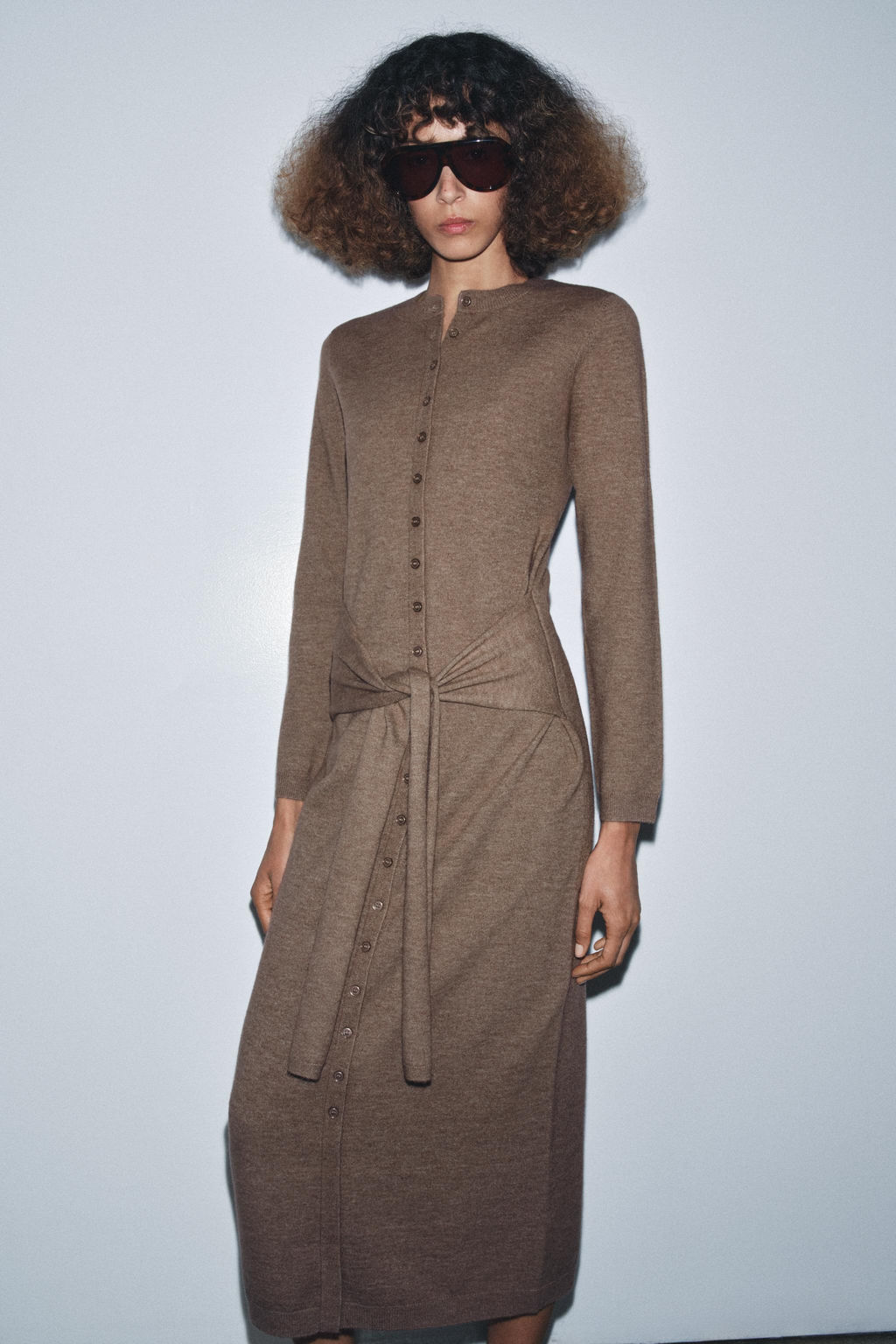 KNIT MIDI DRESS WITH BELT